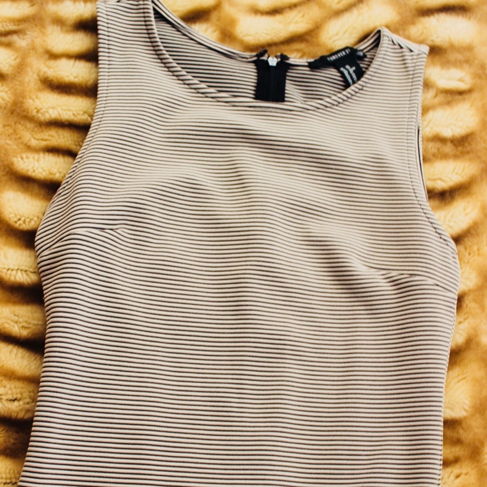 Beige and black dress